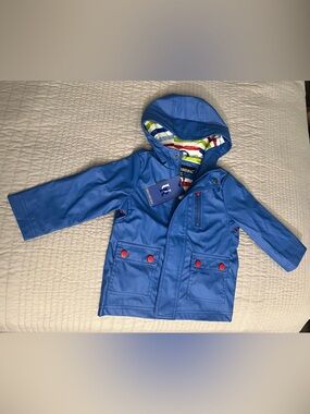 Urban Republic Bright Blue Kids' Hooded Raincoat with Red Accents